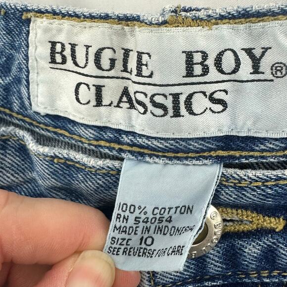 Vintage 90s Bugle Boy Jeans Size 10 High Rise Tapered Leg Upcycled Coquette Bows - Picture 6 of 7